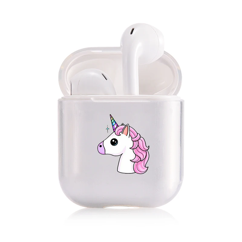 I201509 Портативный Airpods чехол беспроводной Единорог милый модный популярный прозрачный наушники прекрасная пара защитные наушники Забавный чехол - Цвет: I201509