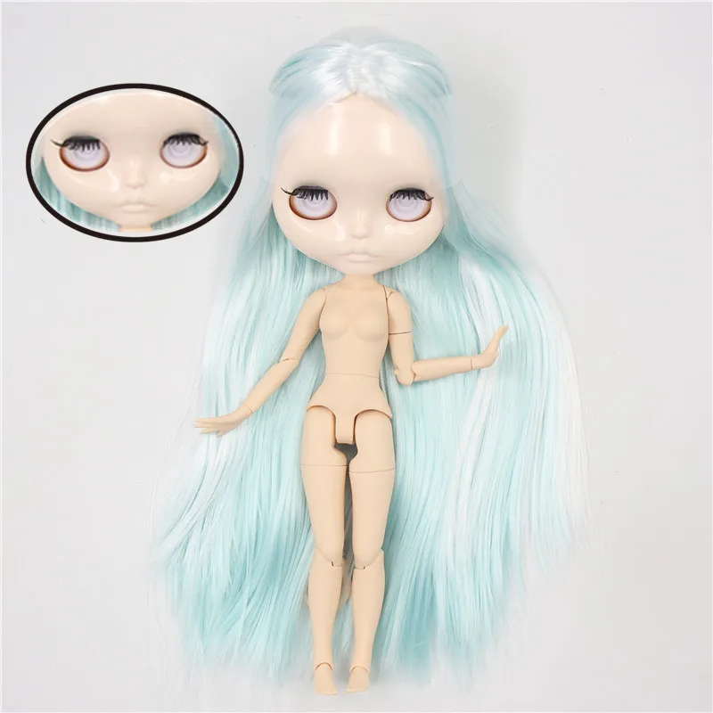 Кукла блайз ICY DBS 1/6 шарнирная 30 см с голубыми белыми волосами без очков резными