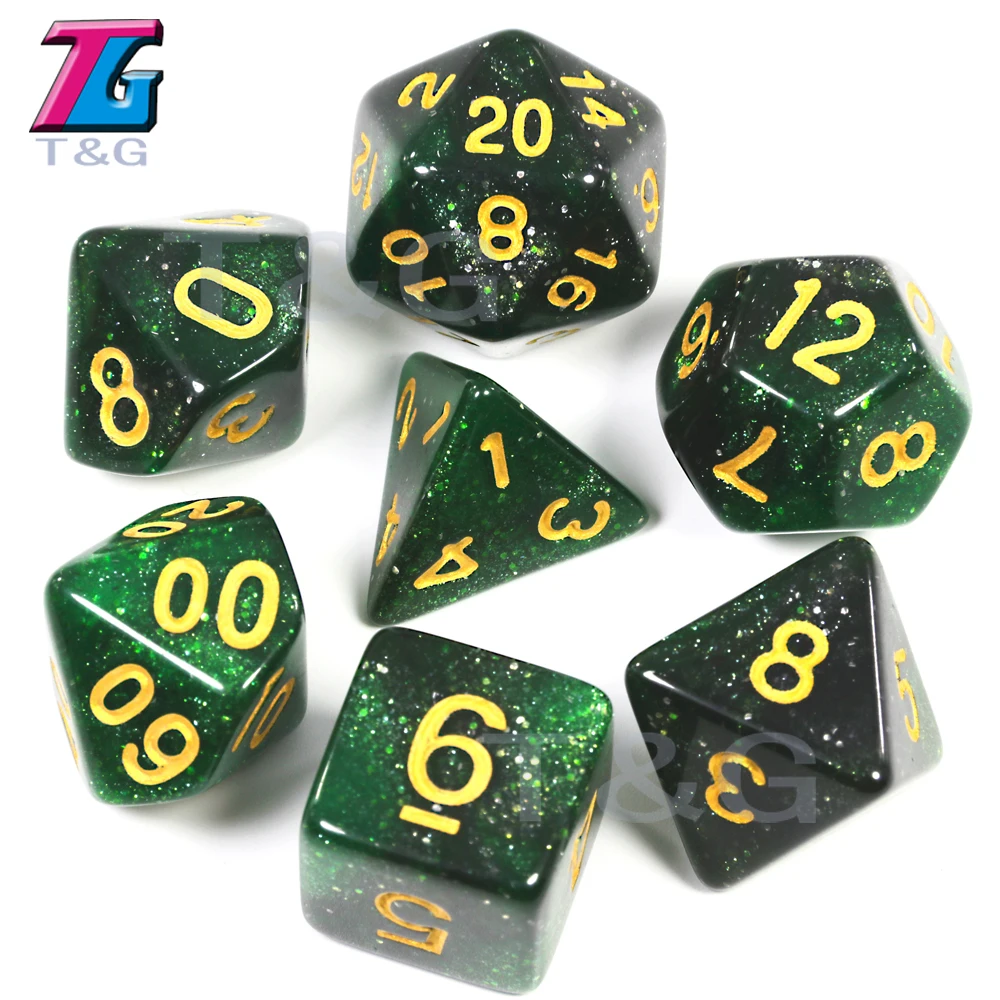 New Game Accessories Galaxy Green Black Glitter Dice Set Role Playing Games DnD RPG Party|Кубики| |