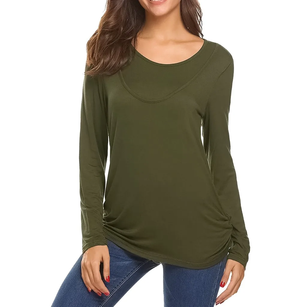 Maternity breastfeeding clothes Maternity Nursing Tops Comfy Long Sleeve Breastfeeding T-Shirt Tops#3s