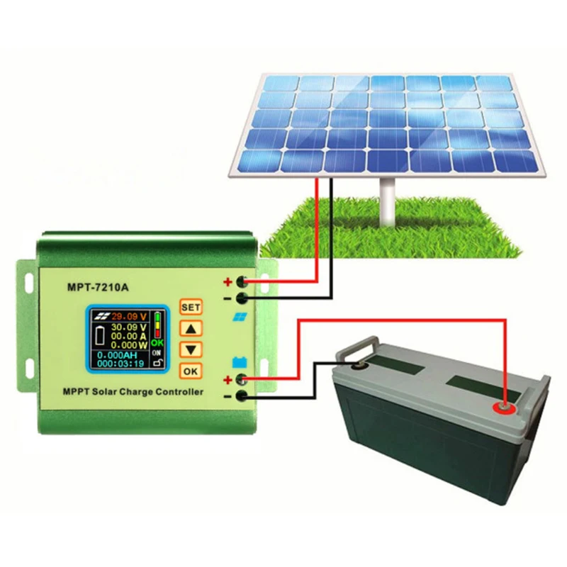 

1pcs Solar Panel Charge Controller MPT-7210A Aluminum Alloy LCD Display MPPT 13.10*9.60*5.50 Cm