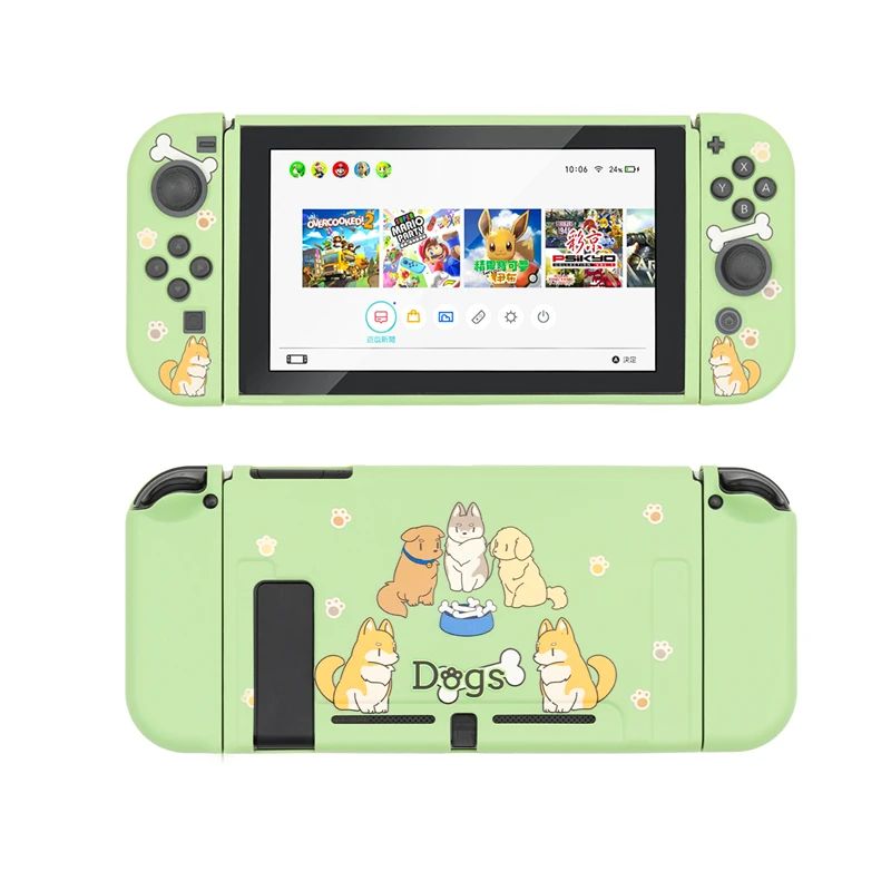 Жесткий чехол накладка Geekshare Nintendo Switch для с изображением зелёных собак|Запасные