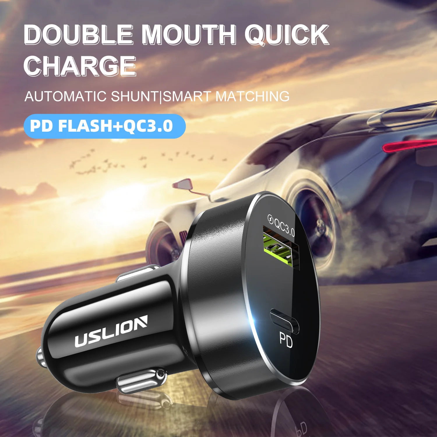 USLION 36 Вт Быстрая зарядка 3,0 USB Автомобильное зарядное устройство для iPhone 11 Pro 11Pro Max huawei PD3.0 type C быстрая зарядка автомобильное USB C зарядное устройство для телефона