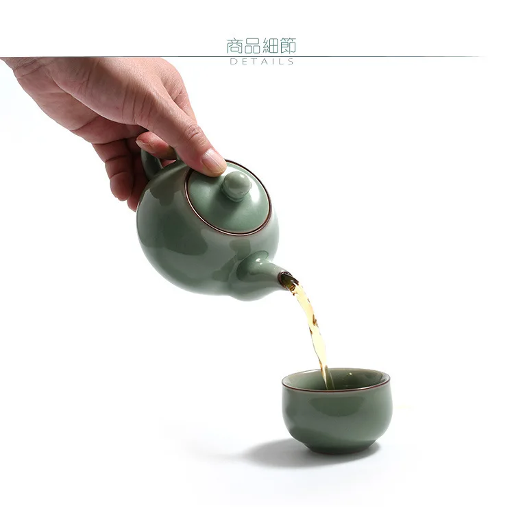 Longquan Celadon чайный сервиз ручной работы, литой керамический чайный сервиз, весь набор, 10 головок, керамическая чайная посуда, изысканная подарочная коробка