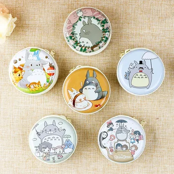 

Cute Totoro Anime Printed Tin Unisex Mini Cartoon Round Lovely totoro Coin Purse Kids Creative Pendant Bag Packet New Arrival
