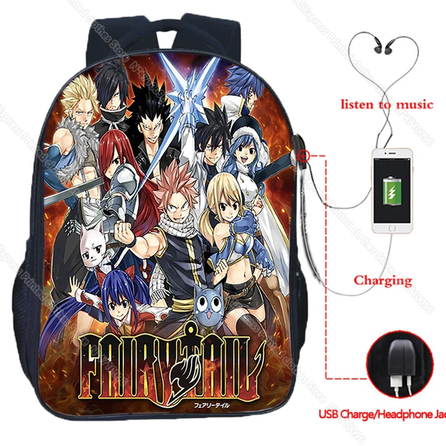 16inch Fairy Tail Backpack Kids Rucksack Boys Usb Charge Travel Knapsack Students Cartoon Anime Schoolbag Unisex Teens Bookbag Backpacks Aliexpress