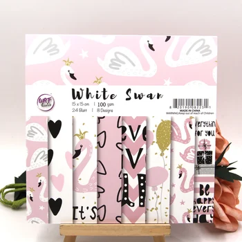

KLJUYP 24 Sheets Winter Swan Scrapbooking Pads Paper Origami Art Background Paper Card Making DIY Scrapbook Paper Craft