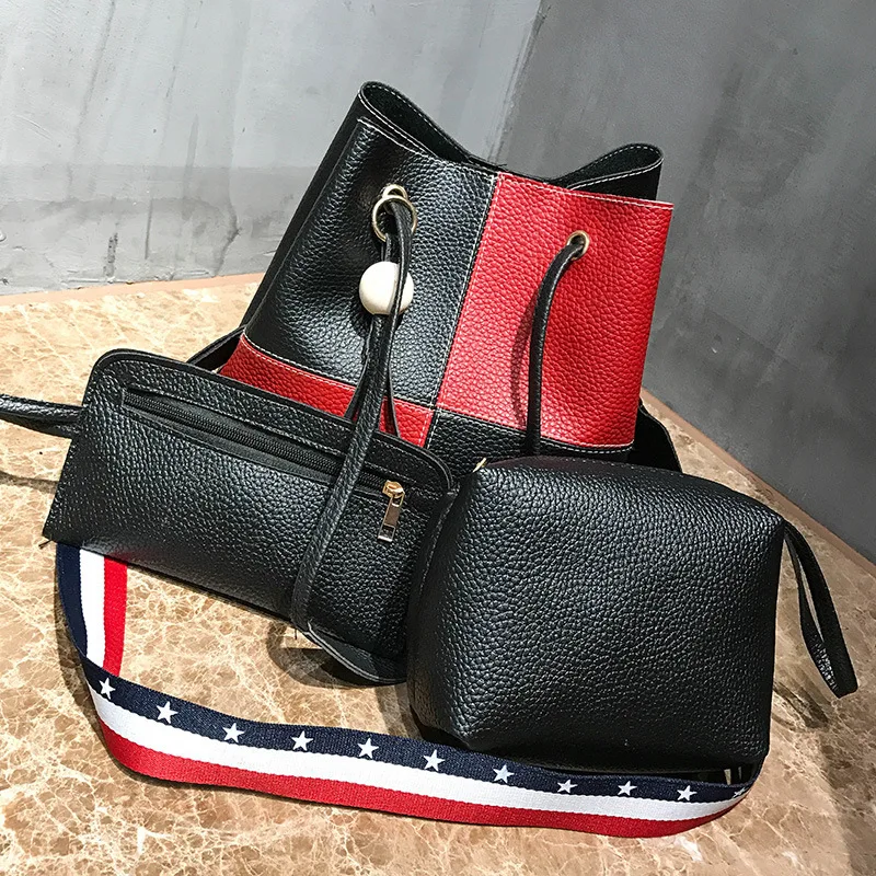 

2018 New Style Korean-style Picture Three-piece Set Handbag Embossed Leather Shoulder Cross-body Fashion WOMEN'S Bag Fashion