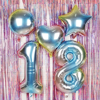 

32inch Gradient color Number Foil Balloons Rainbow Digit Birthday Party Decorations kids Figure Wedding Balloon Baby Shower ball