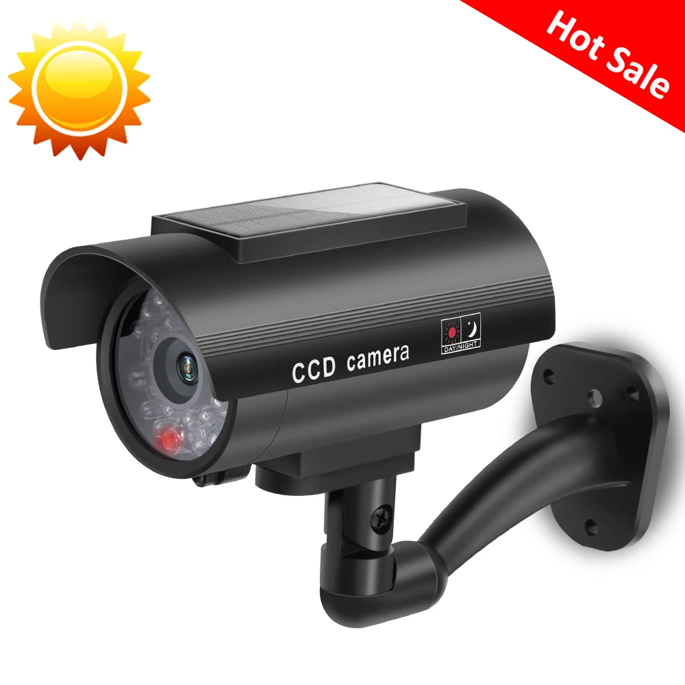 Simulación de cámara falsa de energía Solar, impermeable, cámara de vigilancia CCTV de seguridad interior, luz LED para destellear