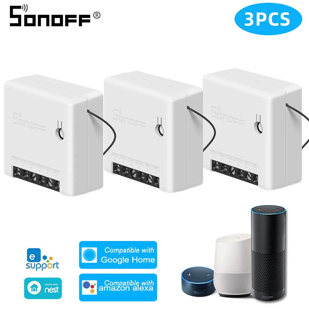 SONOFF MINI WIFI Switch DIY Smart Timer Module 2 Way Control Ewelink APP/LAN/Voice Remote 10A Alexa Google/Smart Home Automation - Bundle: 3pcs