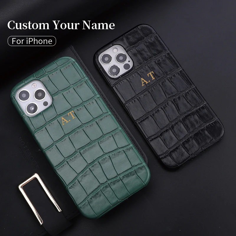 Роскошный чехол из крокодиловой кожи с именем под заказ для телефона iphone 11 12 13 Pro