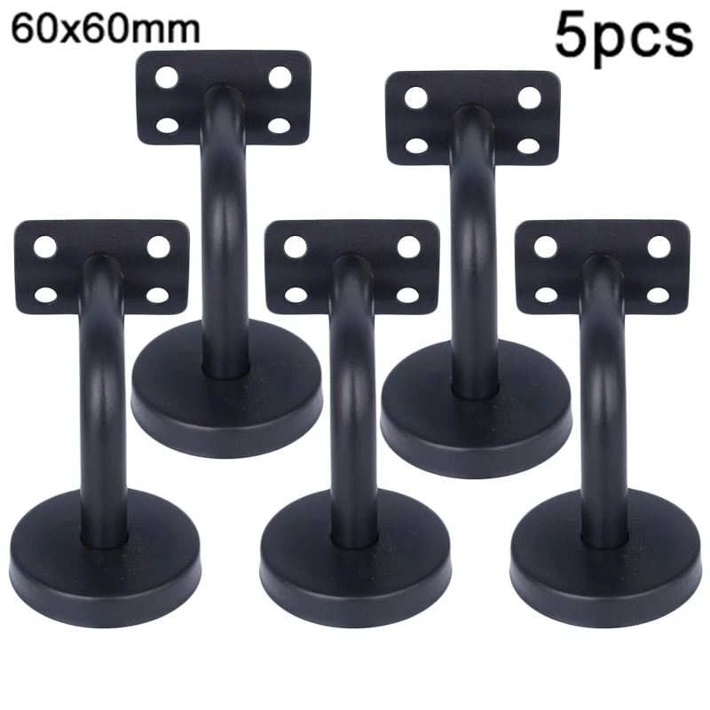 

5pcs/set Flat Brackets Black Painted Wall Mount Stair Stainless Steel Curved Handrail Brackets