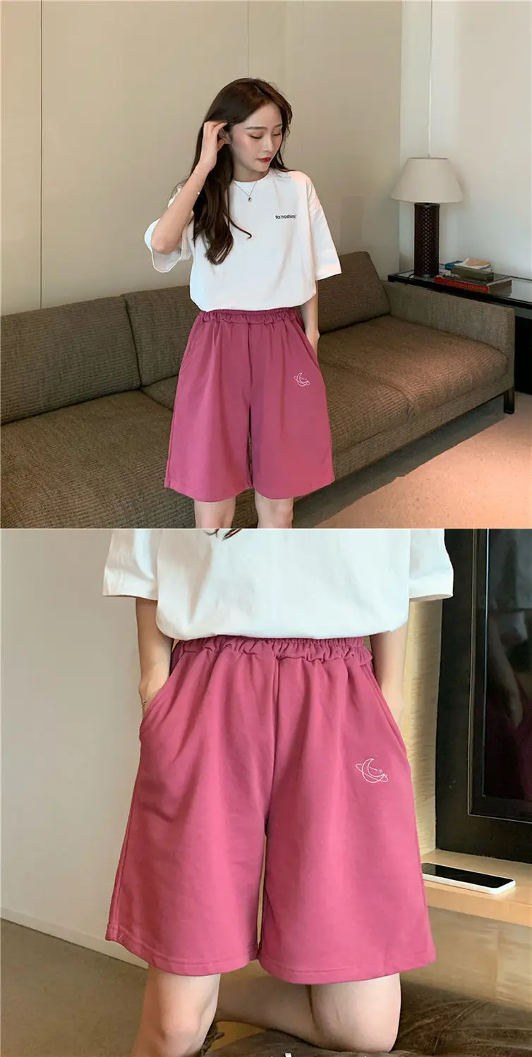 paperbag shorts Shorts Women Embroidery Elasticity Lovely Girls Korean Style Sweet Students Harajuku Colorful Simple Oversize Trousers Female swimming shorts