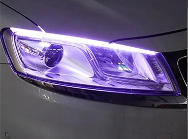 Фиолетовый Ультратонкая Автомобильная DRL светодиодный дневные ходовые огни 2 шт. белая желтая Поворотная сигнальная направляющая лента для сборки фар автомобильные аксессуары - Цвет: Фиолетовый