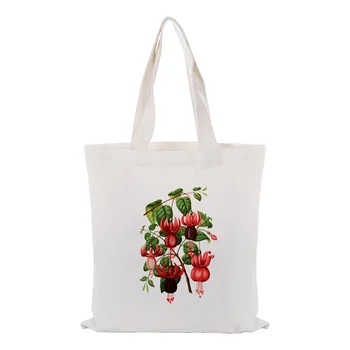 

FLOWER Handbag Custom Print Logo Shopping Bag Daily Use DIY Tote Bag Canvas Eco Reusable Recycle Text