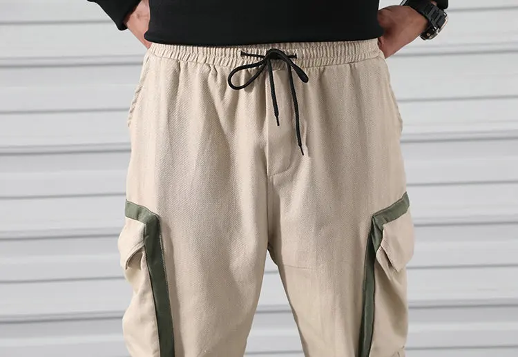 Мужские брюки-карго в стиле хип-хоп, милые мужские Лоскутные Комбинезоны, уличная одежда, штаны для бега, Мужские штаны с несколькими карманами для фитнеса, повседневные мужские штаны-шаровары