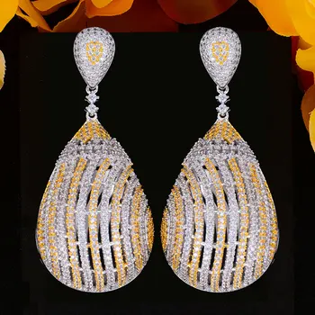 

Luxury DUBAI Style Elegant Big Ball Trendy Dangle Earrings For Noble Women Wedding Cubic Zirconia Bridal Earring Party Jewelry