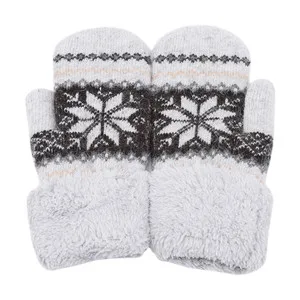 Light gray Женские зимние теплые перчатки, модные шерстяные вязаные варежки, женские зимние милые перчатки, варежки, теплые зимние перчатки с принтом для сенсорного экрана - Цвет: Light gray