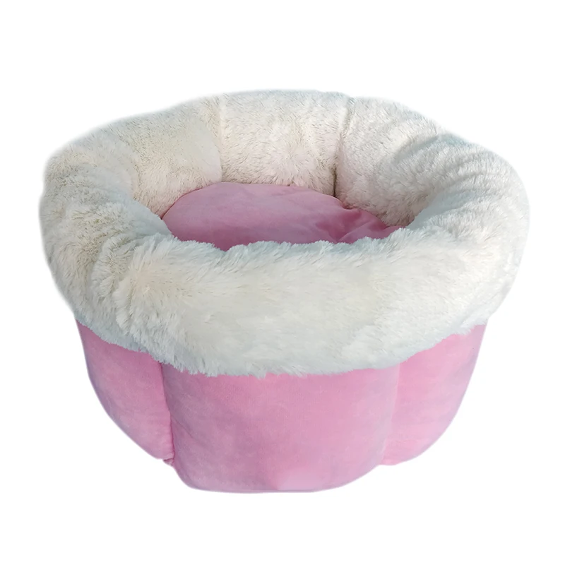 Розовый New Cat Kennel Round Plush Autumn Winter Warm Deep Sleeping Nest Comfort Sleeping Bed for Cats Dogs DNJ998 - Цвет: Розовый
