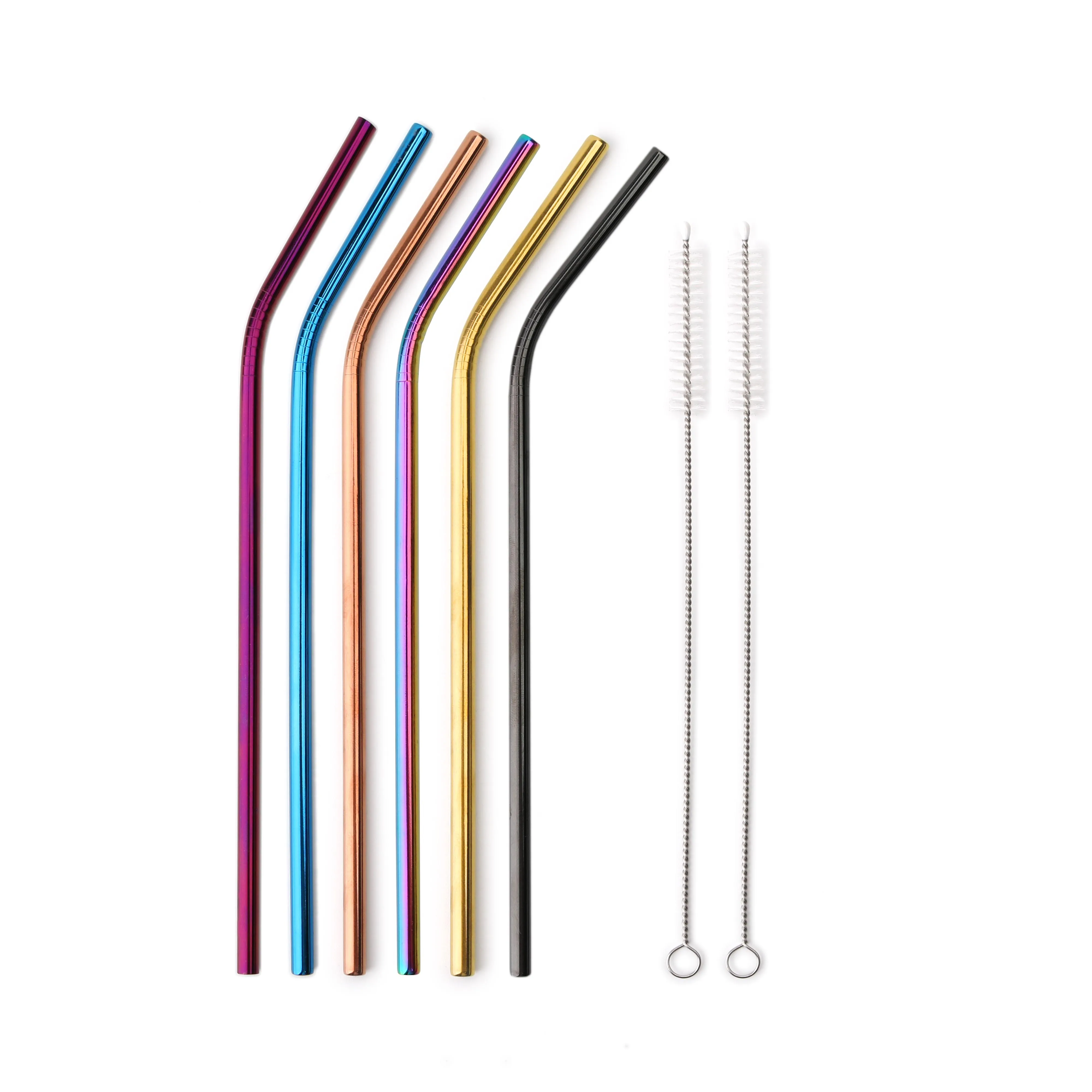 colorful 6pcs 6 шт. Экологичные многоразовые металлическая соломинка 304 Нержавеющая сталь питьевой соломы с чистящая щетка для кружек 20/30 унций - Color: colorful 6pcs