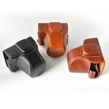 

New Luxury Leather Camera bag For Fujifilm X-T100 Fuji XT100 X T100 PU Leather Case cover With Battery Opening + shoulder strap