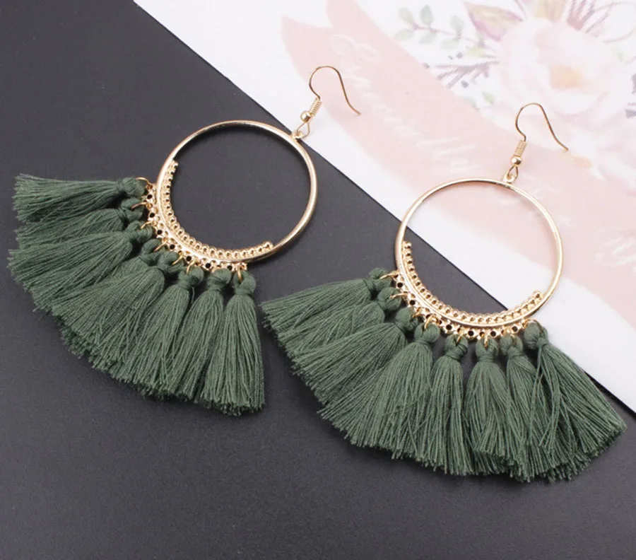 

LOULEUR 2018 Bohemian Multicolor Long Tassel Earrings for Women Ethnic Sector Tassel Dangle Drop Earrings Fashion Women Jewelry