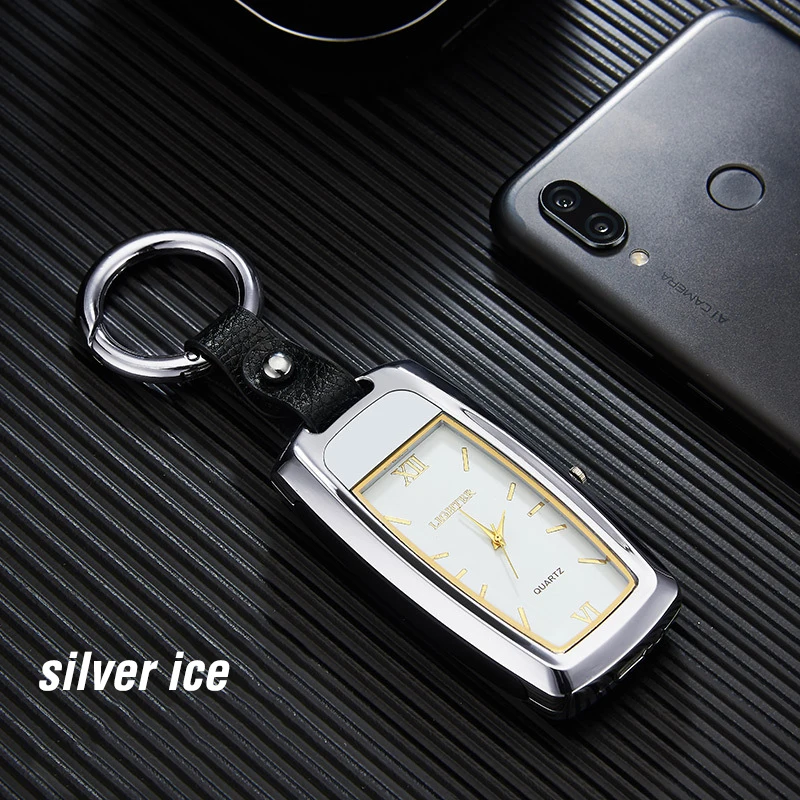 Sliver Watch Многофункциональный USB электрическая сигаретная плазма дуговая зажигалка брелок светодиодный фонарик часы электронные зажигалки гаджеты для мужчин - Цвет: Sliver Watch