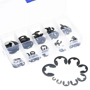 

New 120Pcs E Clips Retaining Ring Black Manganese Steel 1.5Mm To 10Mm