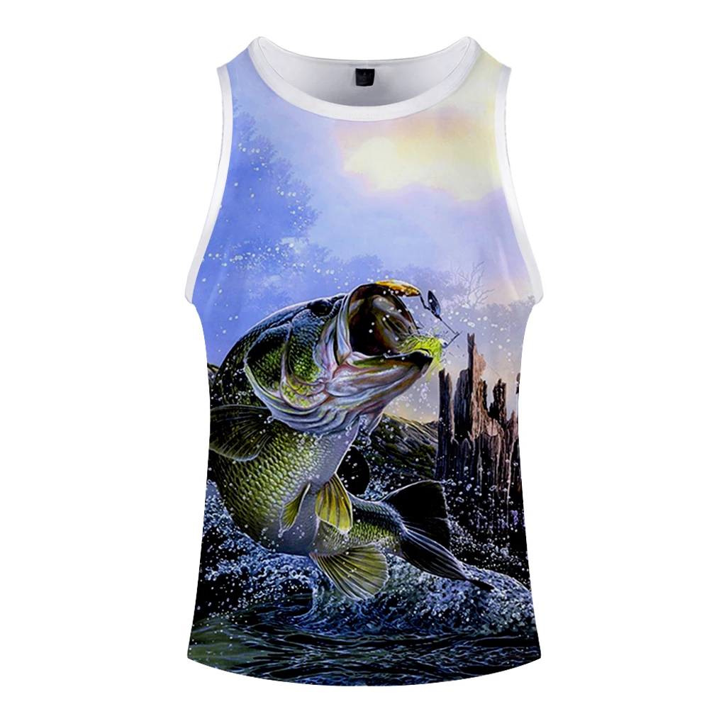 Топы с 3D принтом большой рыбы для женщин/мужчин, летний крутой жилет без рукавов,, Повседневная Уличная одежда