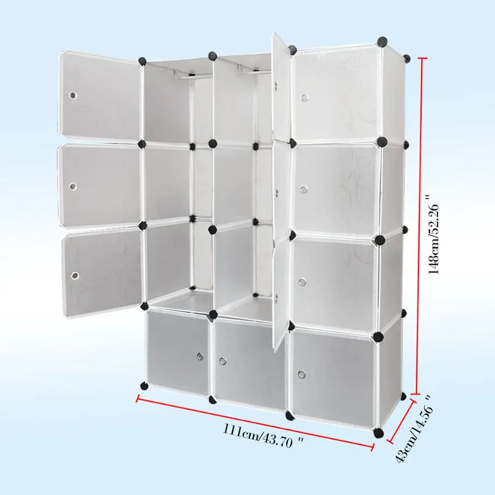 58 3 Clear 12 Cubes Portable Clothes font b Closet b font Wardrobe Large Storage Organizer