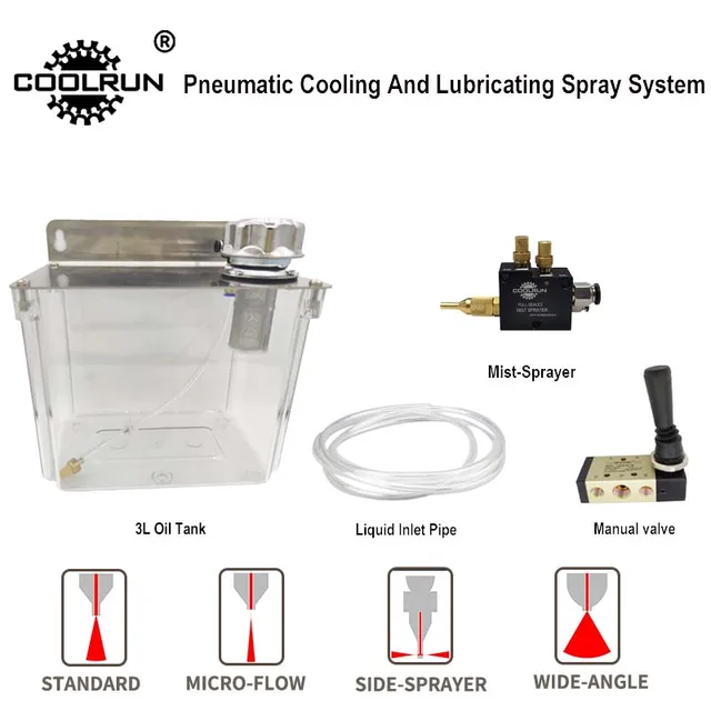 CNC Machine Tool Pneumatic Sprayer Water Pipe Oil Pump Lubrication System Low Pressure Water Spray Transparent 3L Oil Tank Package 1