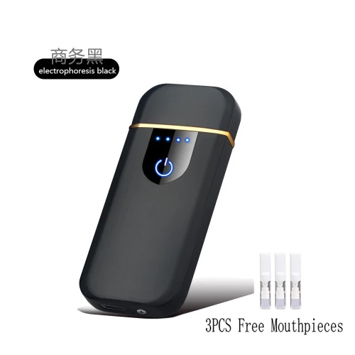 Black Умная USB Зажигалка, популярные индукционные зажигалки с сенсорным экраном, в комплекте, мундштук для курения, аксессуары для мужчин, гаджеты для мужчин, подарок - Цвет: Black