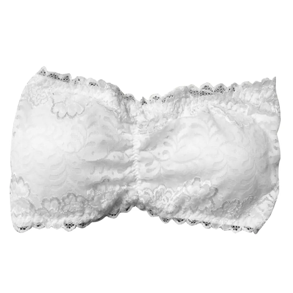 Пикантные брендовые Для женщин цветочные кружева Bralet Бюстгальтер Бюстье закрытие задней бюстгальтер Bandeau Топ Мягкий бюстгальтер без косточек без бретелек - Цвет: White
