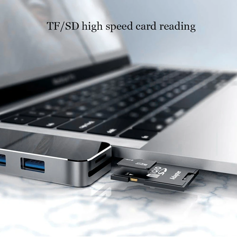 USB C концентратор type C Thunderbolt 3 док-станция 7 в 1 USB-C адаптер с USB 3,0 портами TF слот Micro-SD карта для Mac Book Pro