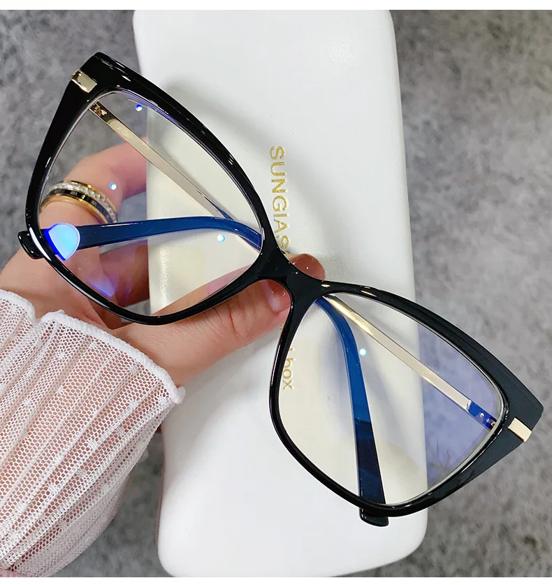 blue blockers Feishini Blue Light Blocking Glasses Women Fashion Glasses Metal Frame Optical Computer Gaming Eye Glasses Vintage Lunettes blue lens glasses