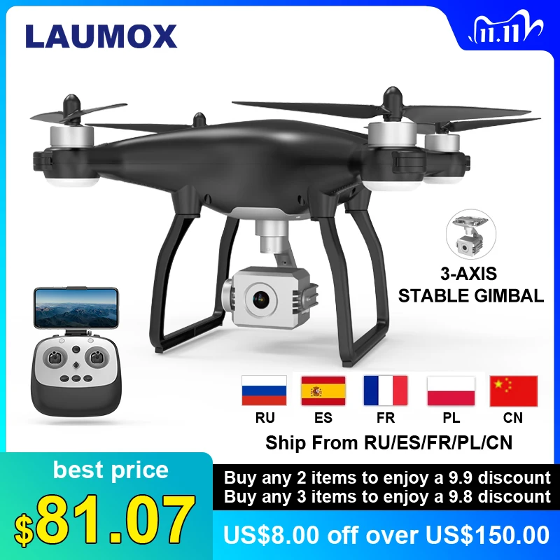 

LAUMOX X35 Drone GPS WiFi 4K HD Camera Professional RC Quadcopter Brushless Motor Drones Gimbal Stabilizer 26 minute flight