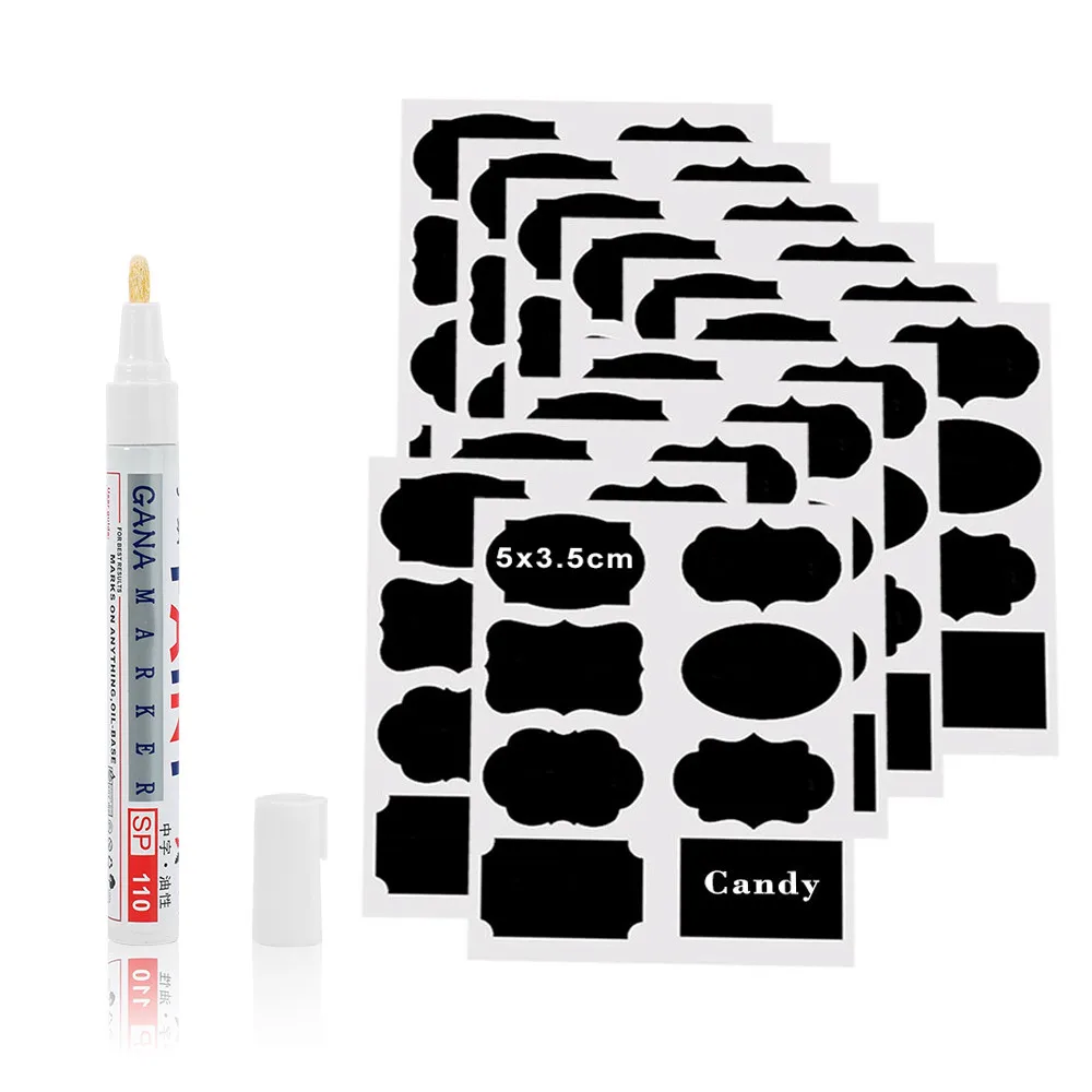 Kitchen Erasable Blackboard Sticker Craft Jars Organizer Labels Chalkboard Chalk Board Black | Дом и сад