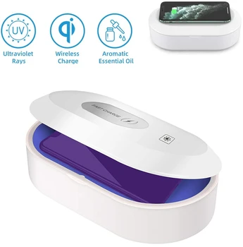 

UV Light Phone Sterilizer Box Cleaner Personal Disinfection Cabinet Aromatherapy Esterilizador 15W Qi Wireless Charger Sanitizer