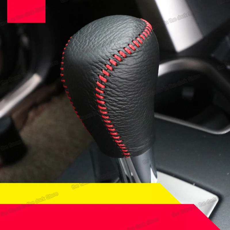black red wire leather car gear lever handbrake cover for toyota rav4