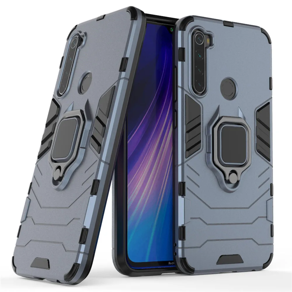 Чехол с кольцом для Xiaomi Redmi Note 8 T, черный/красный/синий, с защитой от повреждений, матовый, для Redmi Note 8T 8, прочный бронированный чехол для телефона, чехол s