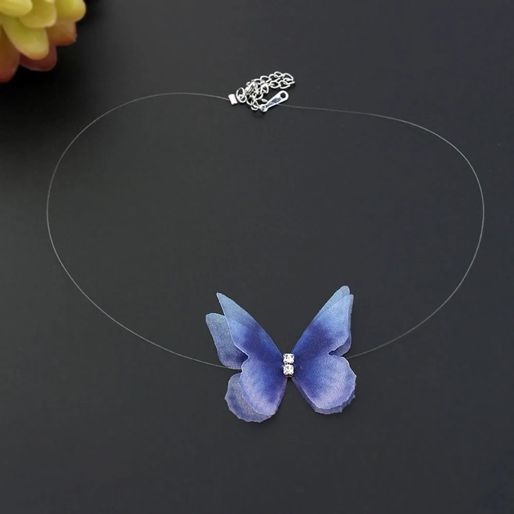 Ожерелье с кулоном в виде бабочки для женщин, женские ювелирные изделия, подарок из кубического циркония, медная цепочка howllow, подарки для девочек - Окраска металла: D