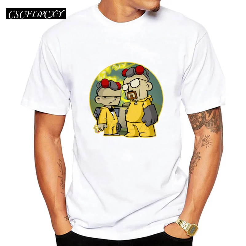 

Breaking Bad men t shirt Jessie and Mr. White cooking cartoon printed male casual tops short sleeve hipster funny fashion tee
