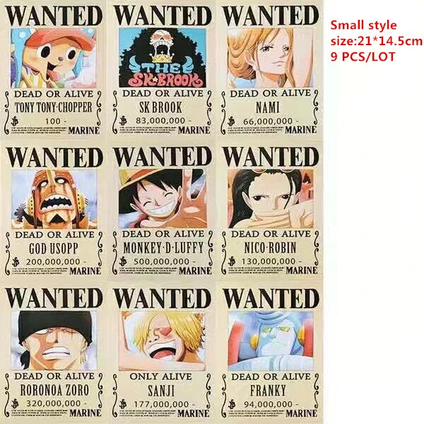 9 Pcs Set Op Posters Anime Poster Wante Dead Or Alive A5 21 14cm Small Styles Luffy Ace Jinbe Nami Chopper Toys Action Figures Aliexpress