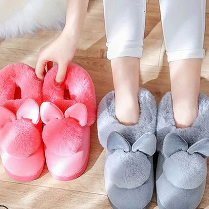 Dihope-Zapatillas de algodón de otoño e invierno para mujer, pantuflas cálidas de algodón con parte inferior gruesa para el hogar, 2020