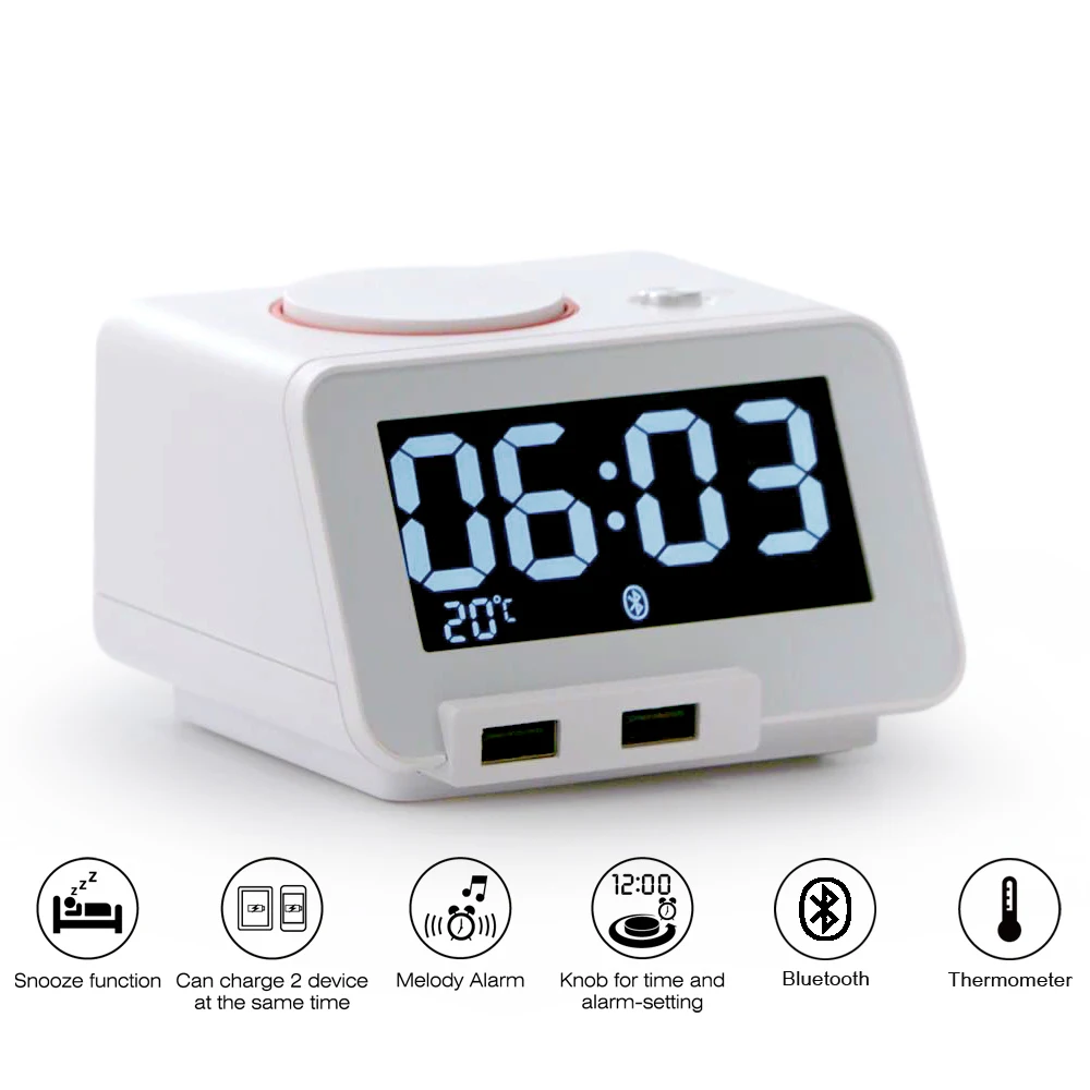 Homtime колонка с USB светодиодные цифровые настольные часы Bluetooth Колонка для чтения