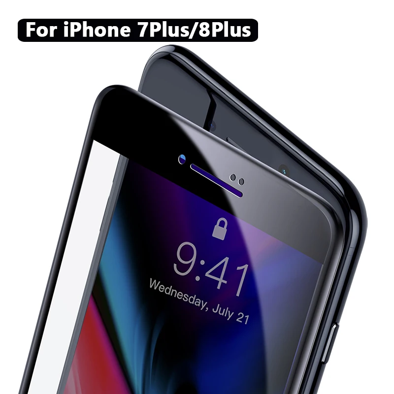 Baseus 2 шт протектор экрана для iPhone 7 8 Plus 0,23 мм анти-писк полное покрытие 3D защитное закаленное стекло Flim для iPhone 7 8 - Цвет: Black For iP7P IP8P