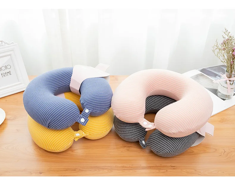 Simple Fruit Stripes Memory Foam U-shaped Pillow Students Teenager Lunch Break Neck Support Pillow Travel Dacron Viscose U-SHAPE