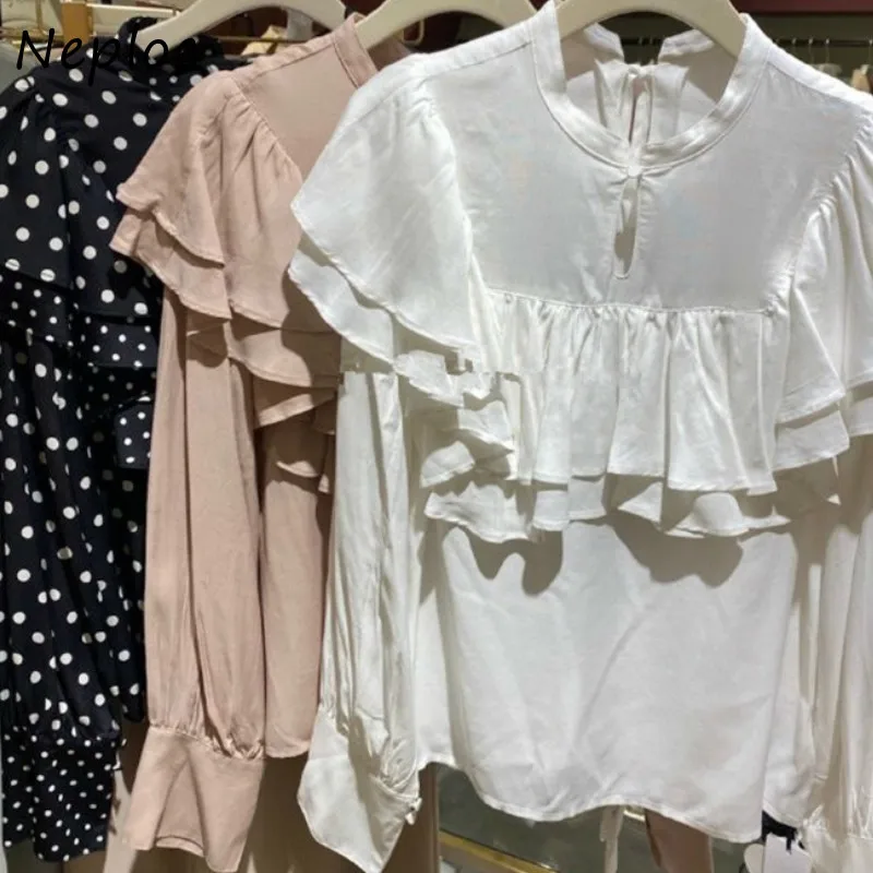 Осенняя Новая женская блузка Neploe в горошек японском стиле Свободные