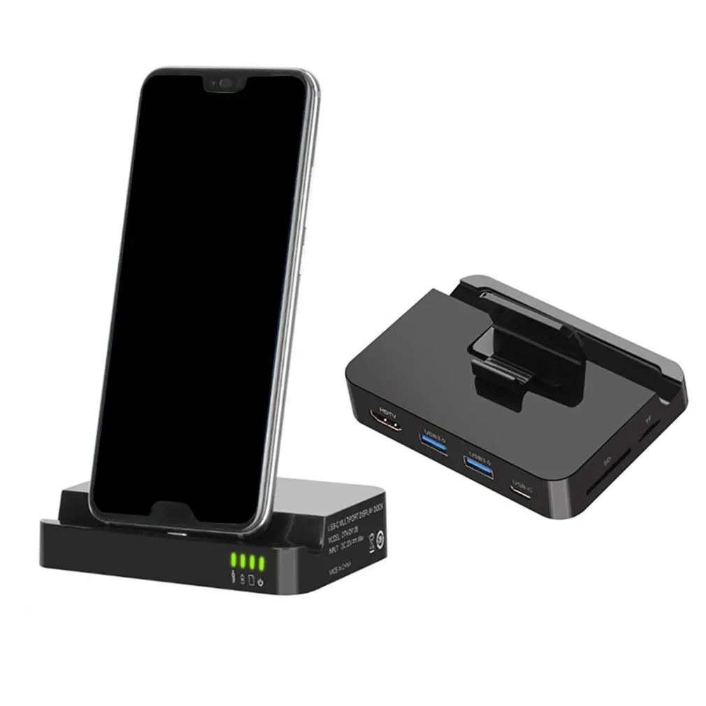 6 в 1 мульти Poorten type-C HDMI 2 USB3.0 Geheugenkaart TF 4K концентратор USB-C адаптер type-c mobiele telefoon док-станция